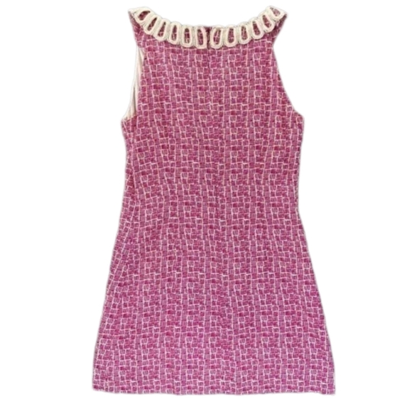 Lilly Pulitzer Sleeveless Shift Dress V Neck Pink White Embroidered - Picture 2 of 6
